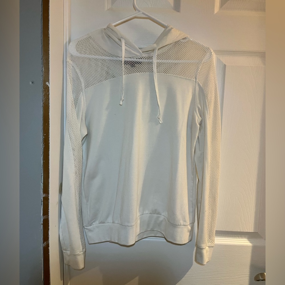 Women's White Mesh Hoodie